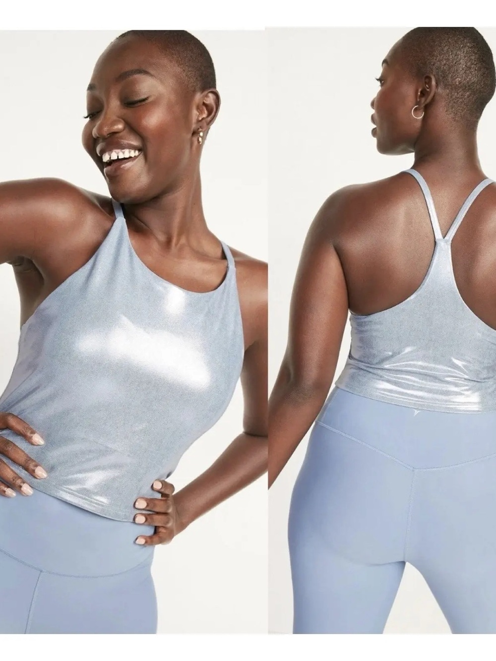 Old Navy Active Shimmery Silver Racerback Tank